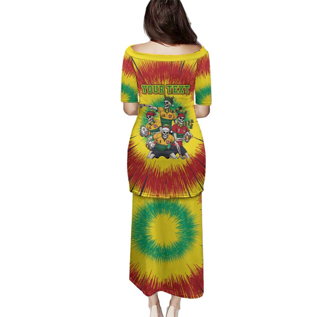 Personalized Lithuania Christmas Family Matching Puletasi and Hawaiian Shirt Skeleton Rugby Tie Dye Vintage - Wonder Print Shop