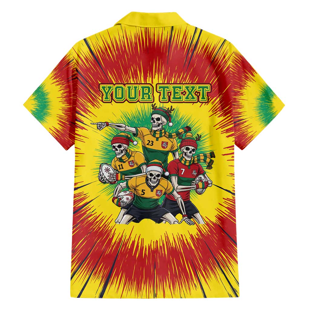Personalized Lithuania Christmas Family Matching Short Sleeve Bodycon Dress and Hawaiian Shirt Skeleton Rugby Tie Dye Vintage - Wonder Print Shop