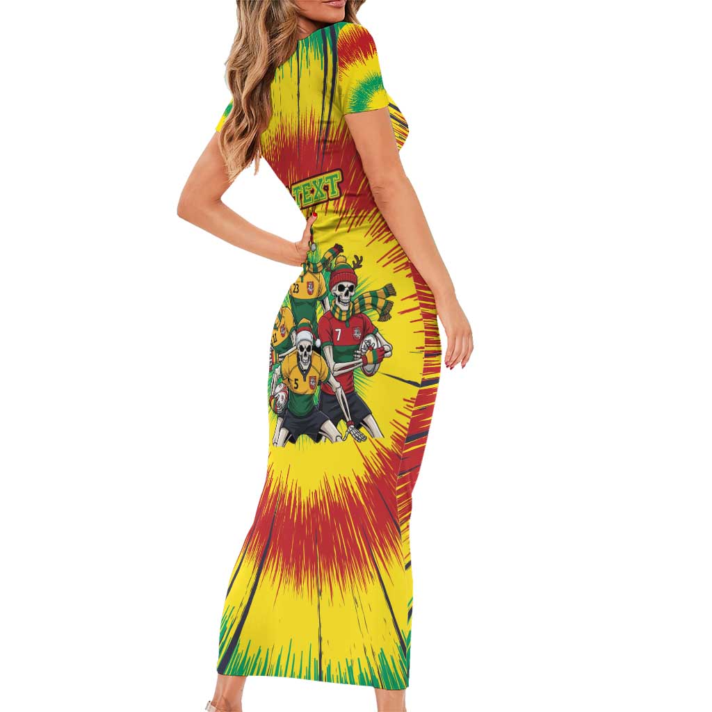 Personalized Lithuania Christmas Family Matching Short Sleeve Bodycon Dress and Hawaiian Shirt Skeleton Rugby Tie Dye Vintage - Wonder Print Shop