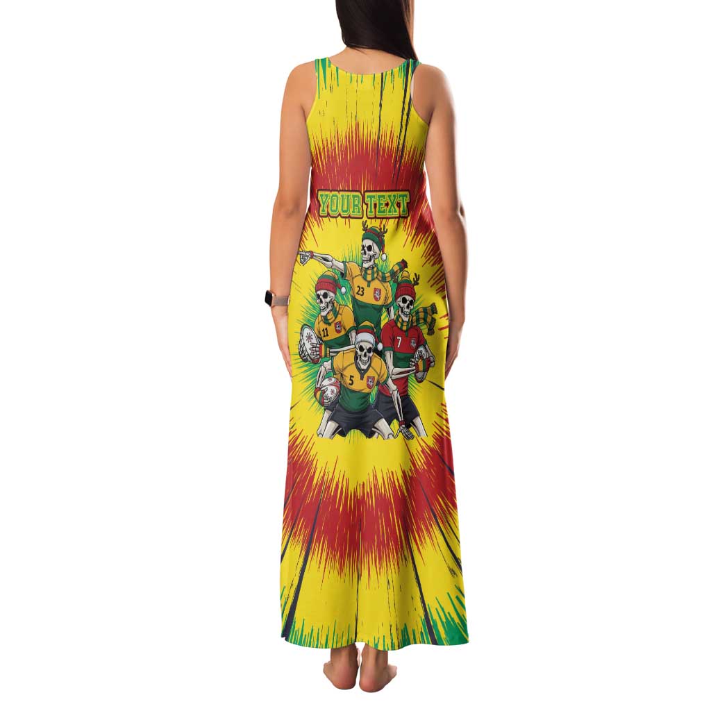Personalized Lithuania Christmas Family Matching Tank Maxi Dress and Hawaiian Shirt Skeleton Rugby Tie Dye Vintage - Wonder Print Shop