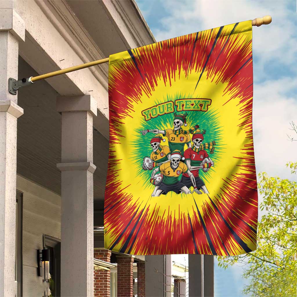 Personalized Lithuania Christmas Garden Flag Skeleton Rugby Tie Dye Vintage - Wonder Print Shop