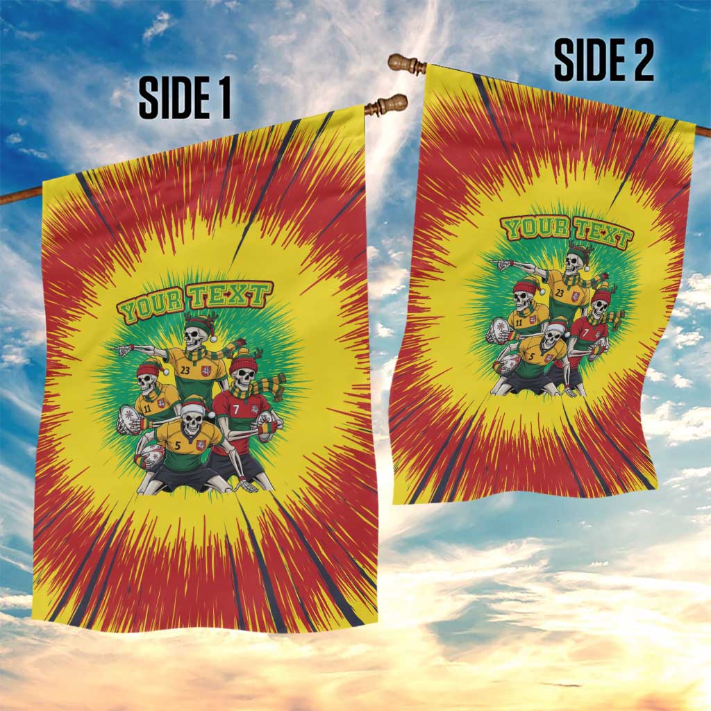 Personalized Lithuania Christmas Garden Flag Skeleton Rugby Tie Dye Vintage - Wonder Print Shop