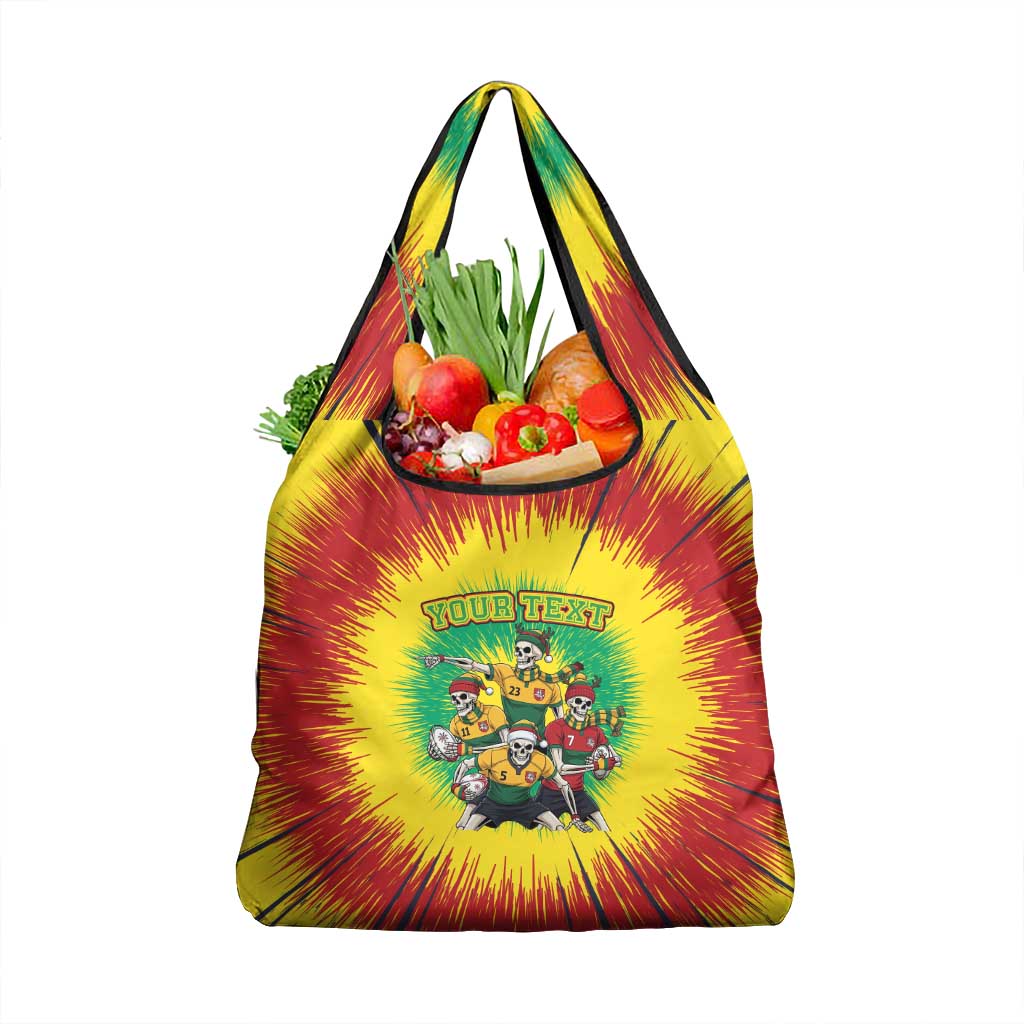 Personalized Lithuania Christmas Grocery Bag Skeleton Rugby Tie Dye Vintage - Wonder Print Shop