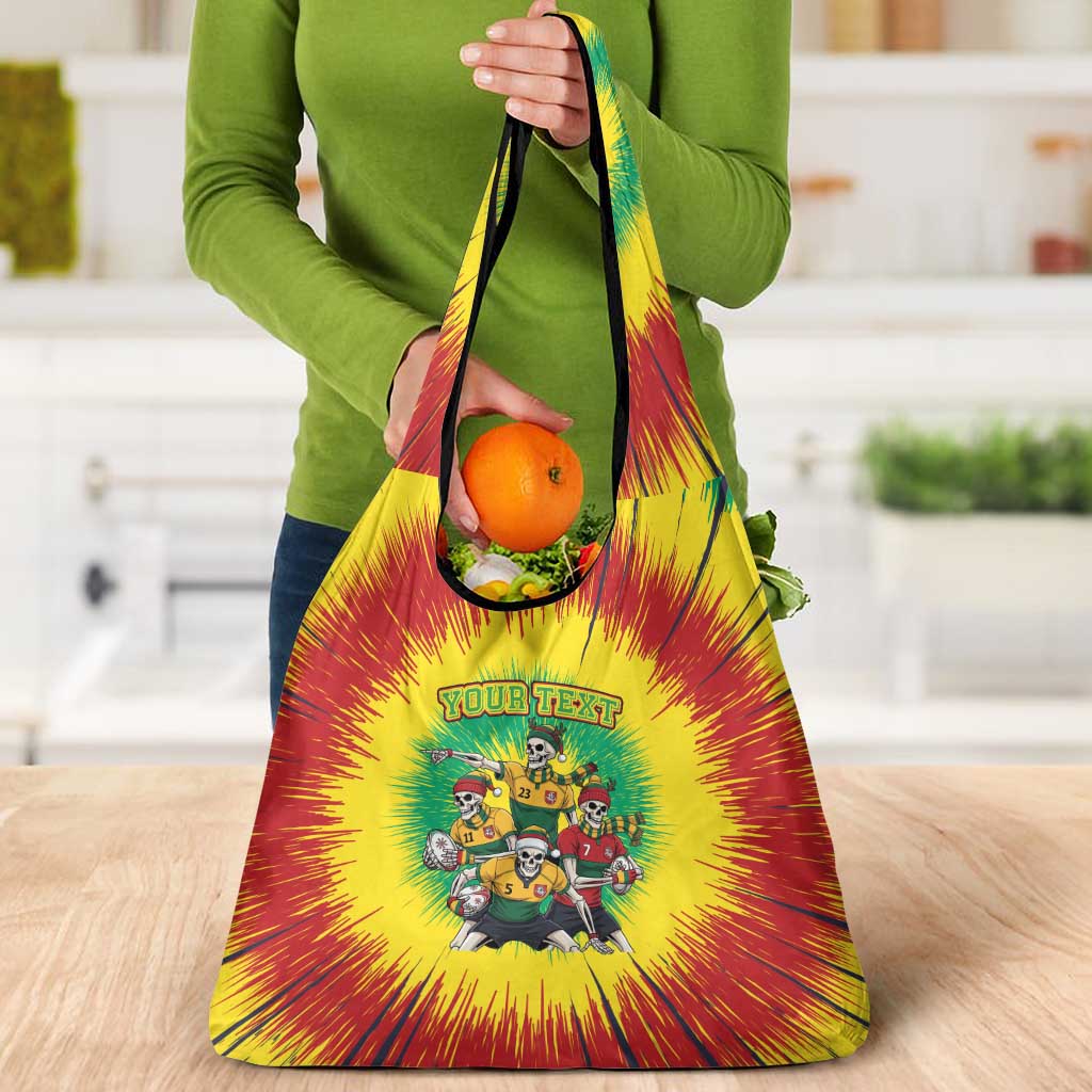 Personalized Lithuania Christmas Grocery Bag Skeleton Rugby Tie Dye Vintage - Wonder Print Shop