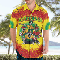 Personalized Lithuania Christmas Hawaiian Shirt Skeleton Rugby Tie Dye Vintage - Wonder Print Shop