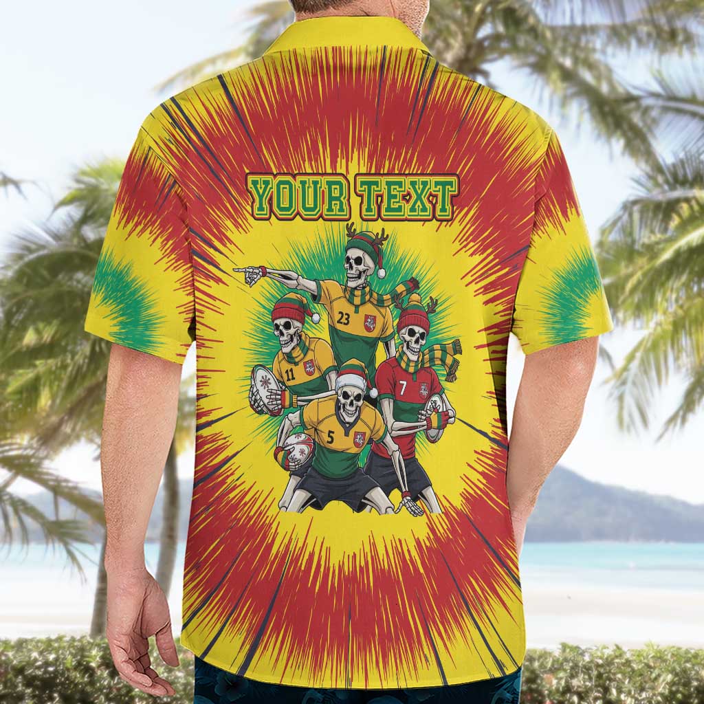Personalized Lithuania Christmas Hawaiian Shirt Skeleton Rugby Tie Dye Vintage - Wonder Print Shop