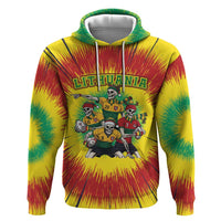 Personalized Lithuania Christmas Hoodie Skeleton Rugby Tie Dye Vintage - Wonder Print Shop