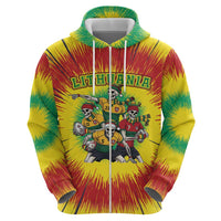 Personalized Lithuania Christmas Hoodie Skeleton Rugby Tie Dye Vintage - Wonder Print Shop