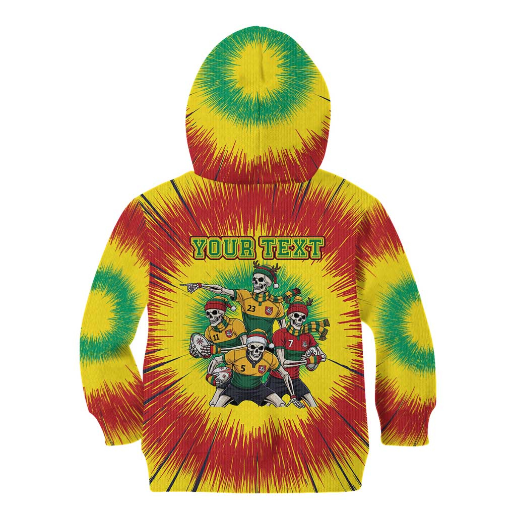 Personalized Lithuania Christmas Kid Hoodie Skeleton Rugby Tie Dye Vintage - Wonder Print Shop