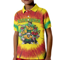 Personalized Lithuania Christmas Kid Polo Shirt Skeleton Rugby Tie Dye Vintage - Wonder Print Shop