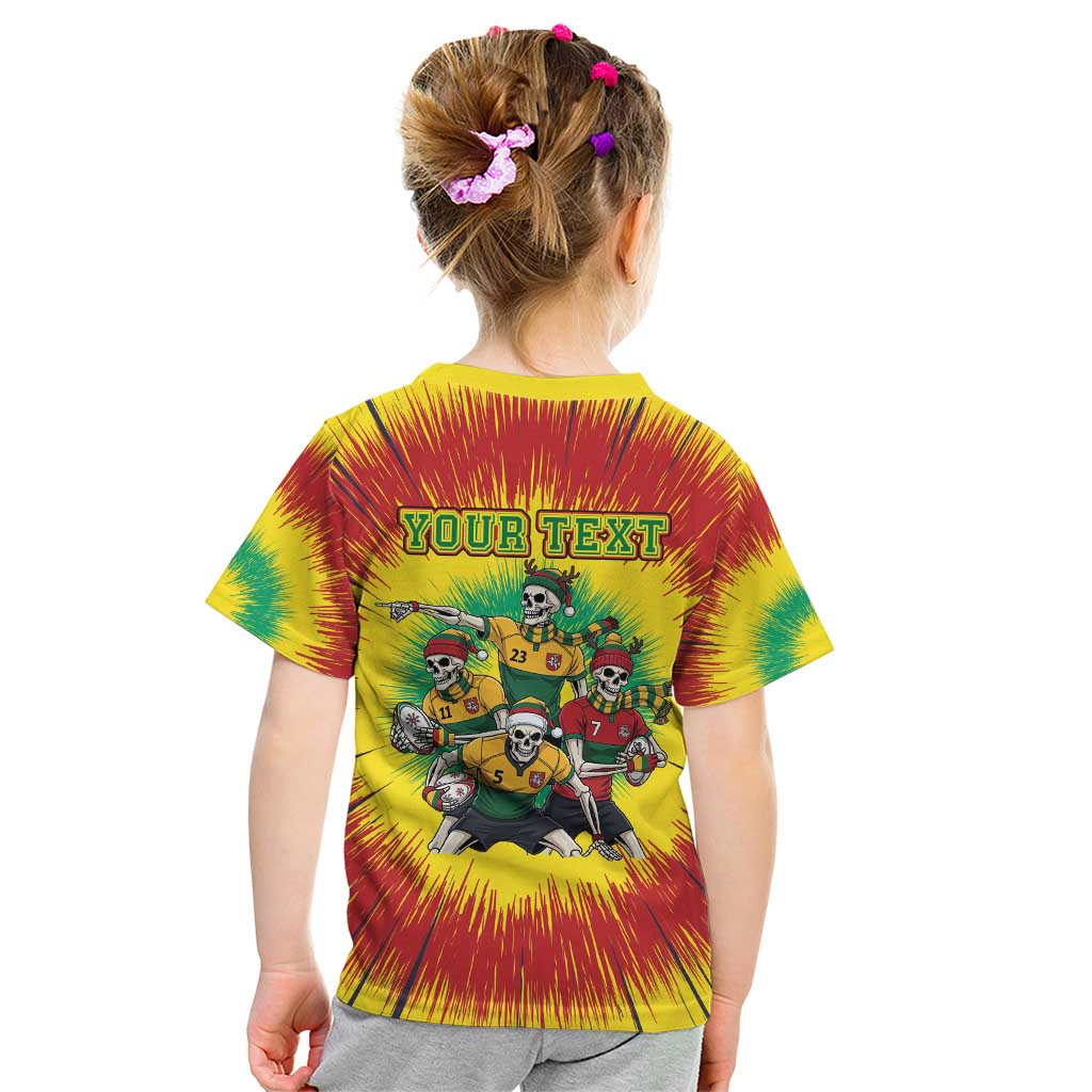 Personalized Lithuania Christmas Kid T Shirt Skeleton Rugby Tie Dye Vintage - Wonder Print Shop