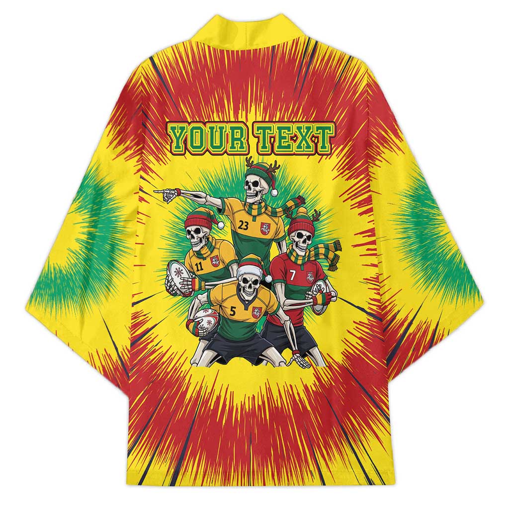 Personalized Lithuania Christmas Kimono Skeleton Rugby Tie Dye Vintage - Wonder Print Shop