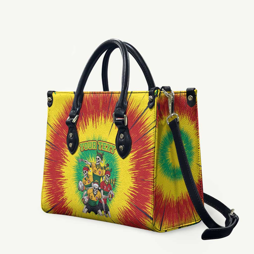Personalized Lithuania Christmas Leather Bag Skeleton Rugby Tie Dye Vintage - Wonder Print Shop