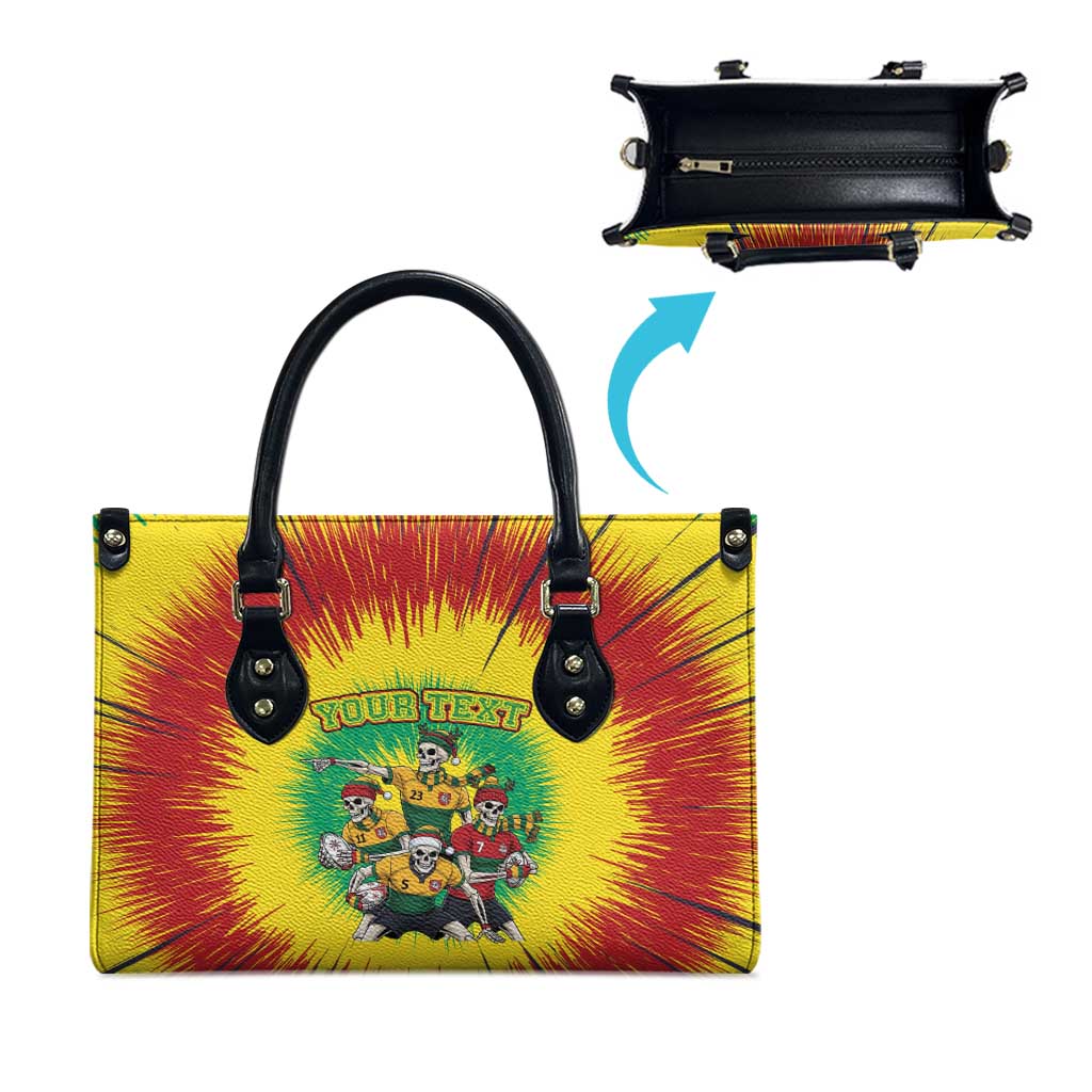 Personalized Lithuania Christmas Leather Bag Skeleton Rugby Tie Dye Vintage - Wonder Print Shop