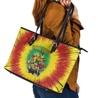 Personalized Lithuania Christmas Leather Tote Bag Skeleton Rugby Tie Dye Vintage - Wonder Print Shop