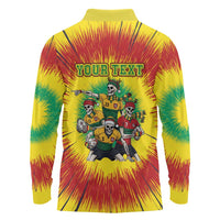 Personalized Lithuania Christmas Long Sleeve Polo Shirt Skeleton Rugby Tie Dye Vintage - Wonder Print Shop