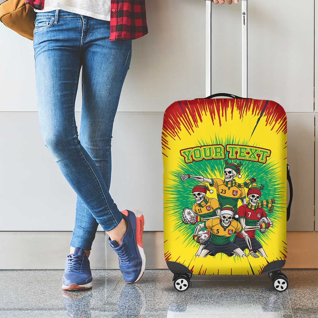 Personalized Lithuania Christmas Luggage Cover Skeleton Rugby Tie Dye Vintage - Wonder Print Shop