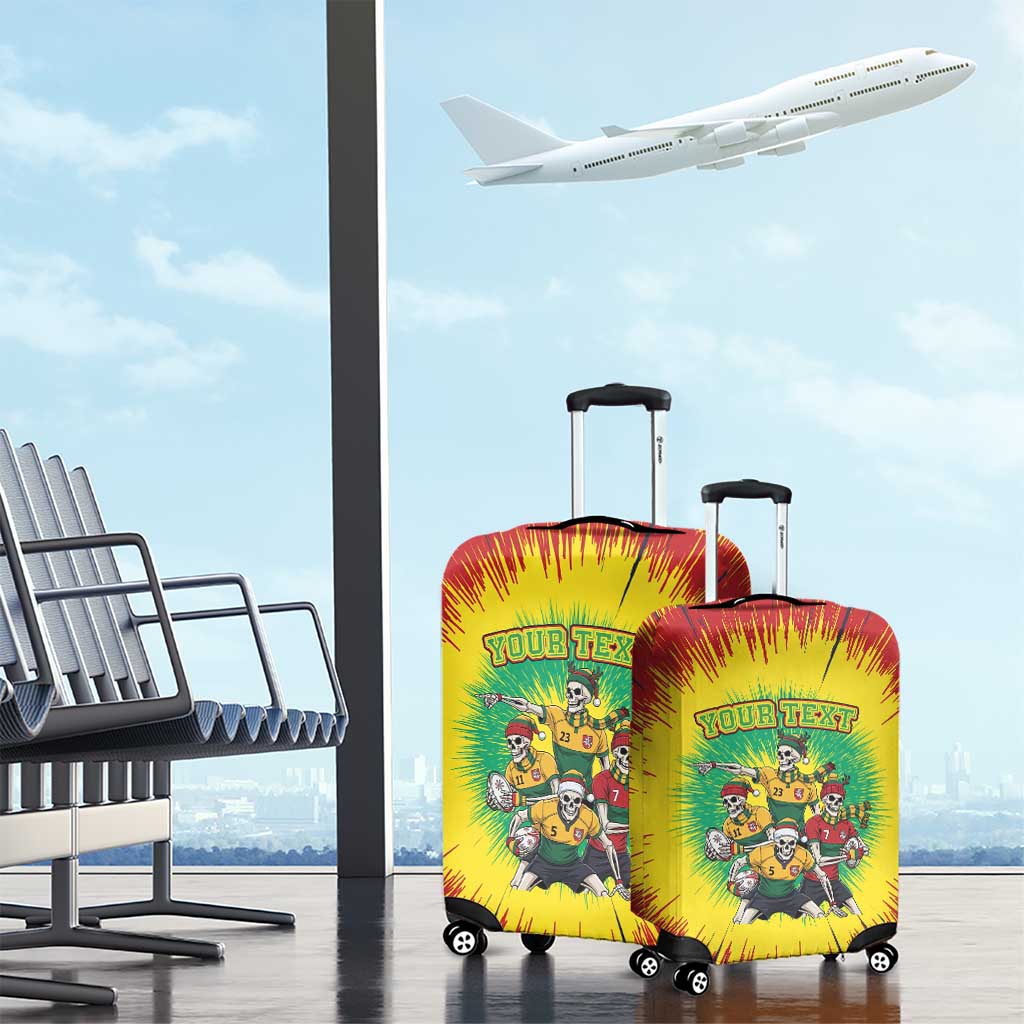 Personalized Lithuania Christmas Luggage Cover Skeleton Rugby Tie Dye Vintage - Wonder Print Shop
