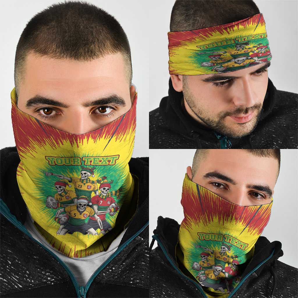 Personalized Lithuania Christmas Neck Gaiter Skeleton Rugby Tie Dye Vintage - Wonder Print Shop