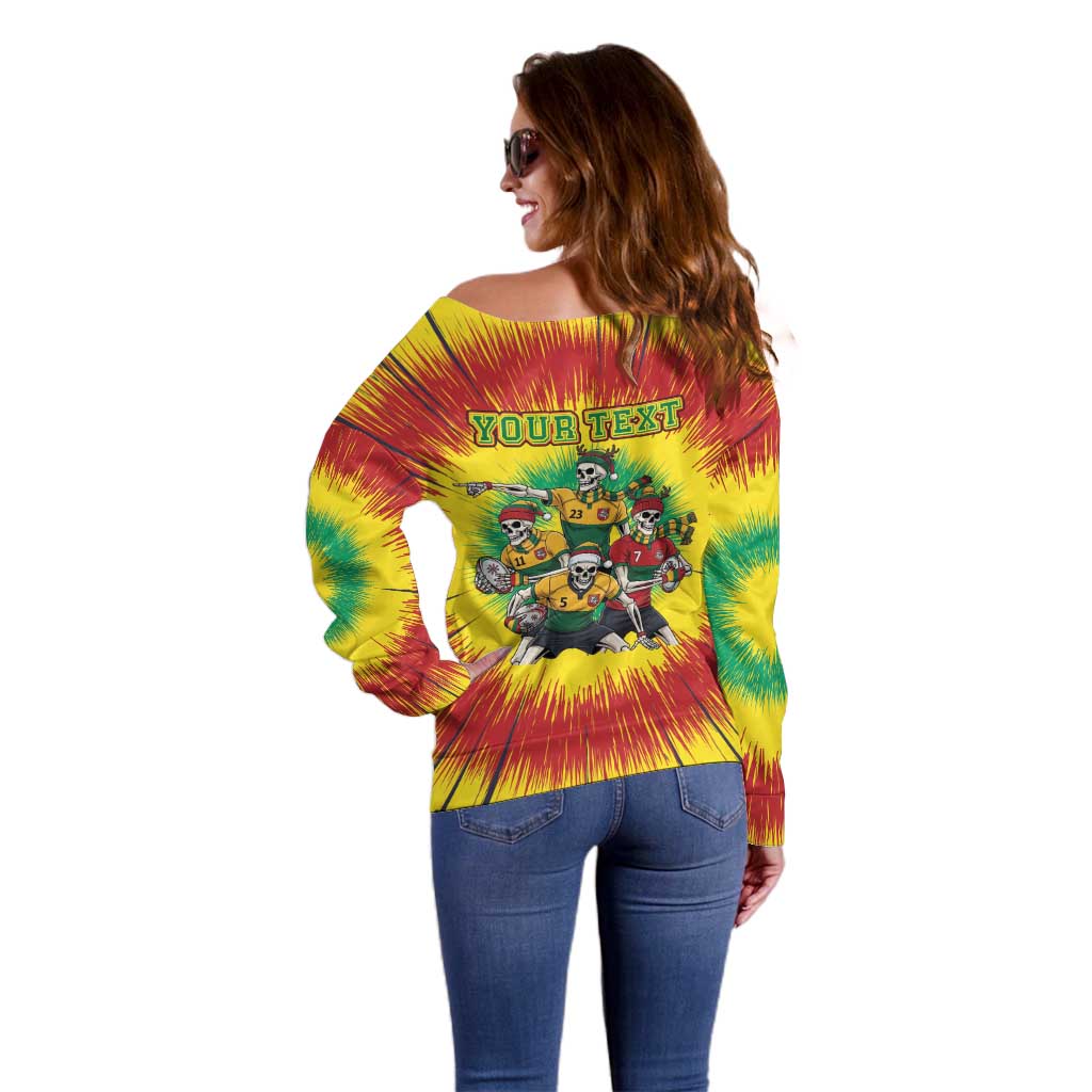 Personalized Lithuania Christmas Off Shoulder Sweater Skeleton Rugby Tie Dye Vintage - Wonder Print Shop