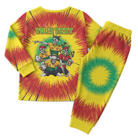 Personalized Lithuania Christmas Pajama Set Skeleton Rugby Tie Dye Vintage - Wonder Print Shop