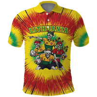 Personalized Lithuania Christmas Polo Shirt Skeleton Rugby Tie Dye Vintage - Wonder Print Shop