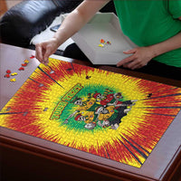 Personalized Lithuania Christmas Puzzle Skeleton Rugby Tie Dye Vintage - Wonder Print Shop