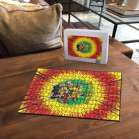 Personalized Lithuania Christmas Puzzle Skeleton Rugby Tie Dye Vintage - Wonder Print Shop