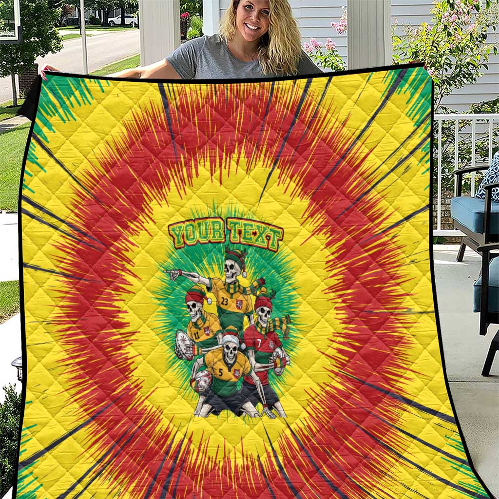 Personalized Lithuania Christmas Quilt Skeleton Rugby Tie Dye Vintage - Wonder Print Shop
