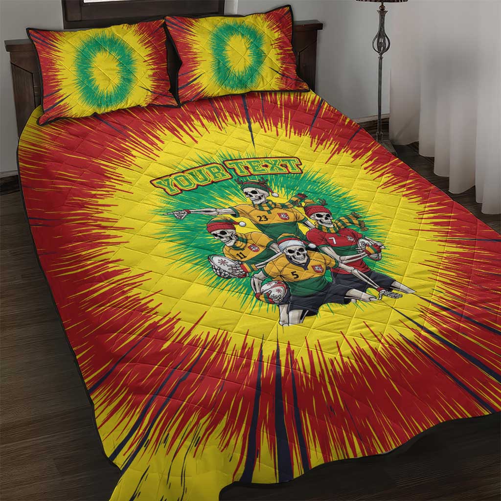Personalized Lithuania Christmas Quilt Bed Set Skeleton Rugby Tie Dye Vintage - Wonder Print Shop