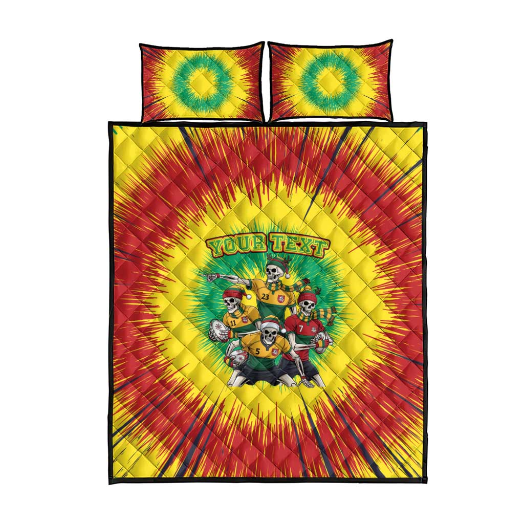 Personalized Lithuania Christmas Quilt Bed Set Skeleton Rugby Tie Dye Vintage - Wonder Print Shop