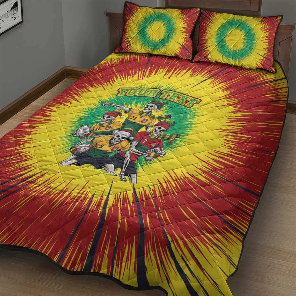 Personalized Lithuania Christmas Quilt Bed Set Skeleton Rugby Tie Dye Vintage - Wonder Print Shop