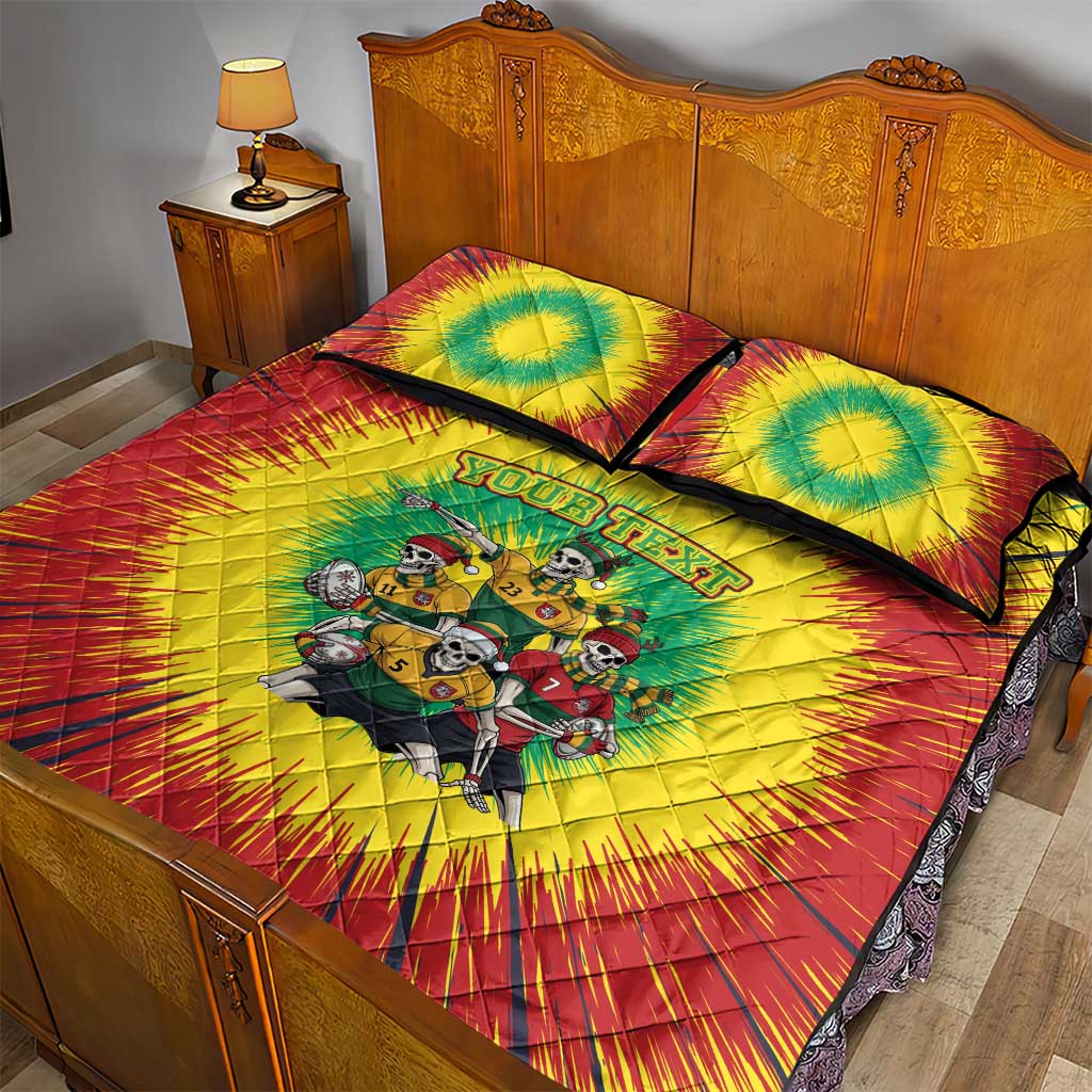 Personalized Lithuania Christmas Quilt Bed Set Skeleton Rugby Tie Dye Vintage - Wonder Print Shop