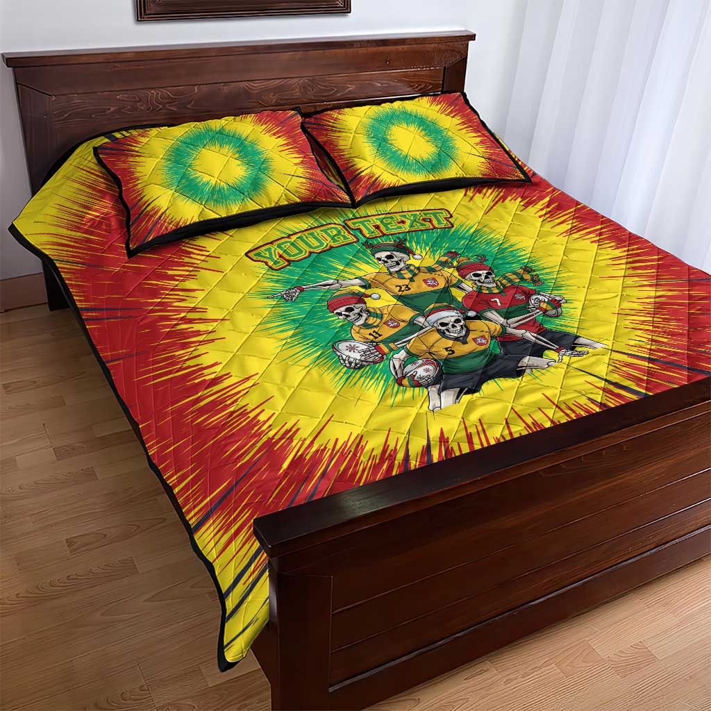 Personalized Lithuania Christmas Quilt Bed Set Skeleton Rugby Tie Dye Vintage - Wonder Print Shop