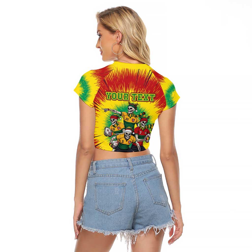 Personalized Lithuania Christmas Raglan Cropped T Shirt Skeleton Rugby Tie Dye Vintage - Wonder Print Shop