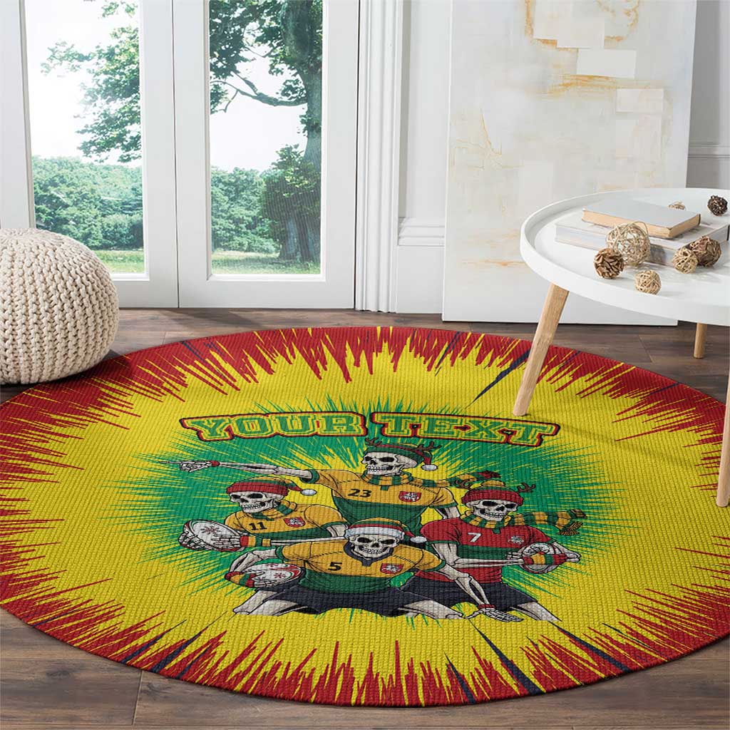 Personalized Lithuania Christmas Round Carpet Skeleton Rugby Tie Dye Vintage - Wonder Print Shop