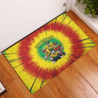 Personalized Lithuania Christmas Rubber Doormat Skeleton Rugby Tie Dye Vintage - Wonder Print Shop