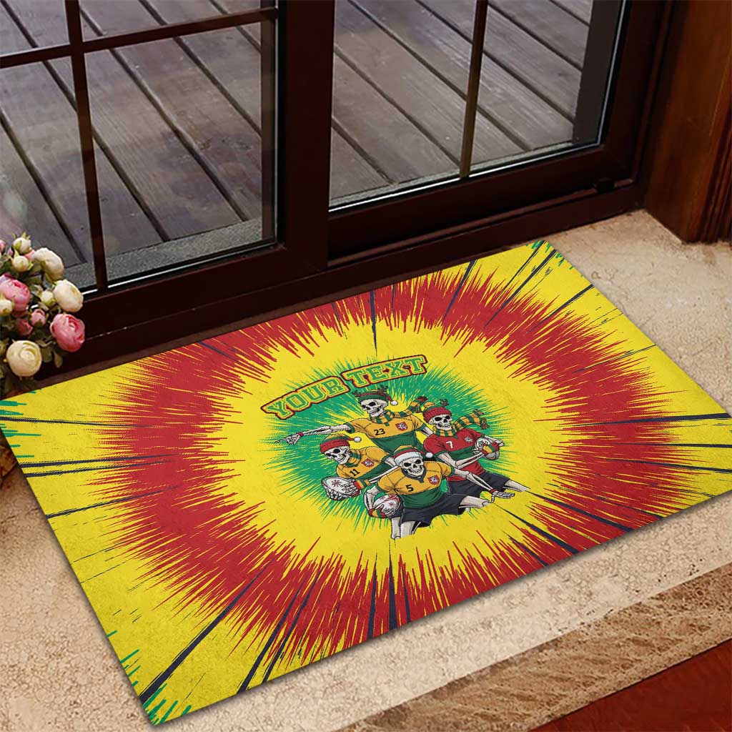 Personalized Lithuania Christmas Rubber Doormat Skeleton Rugby Tie Dye Vintage - Wonder Print Shop