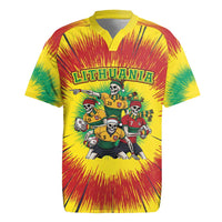 Personalized Lithuania Christmas Rugby Jersey Skeleton Rugby Tie Dye Vintage - Wonder Print Shop