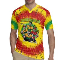Personalized Lithuania Christmas Rugby Jersey Skeleton Rugby Tie Dye Vintage - Wonder Print Shop