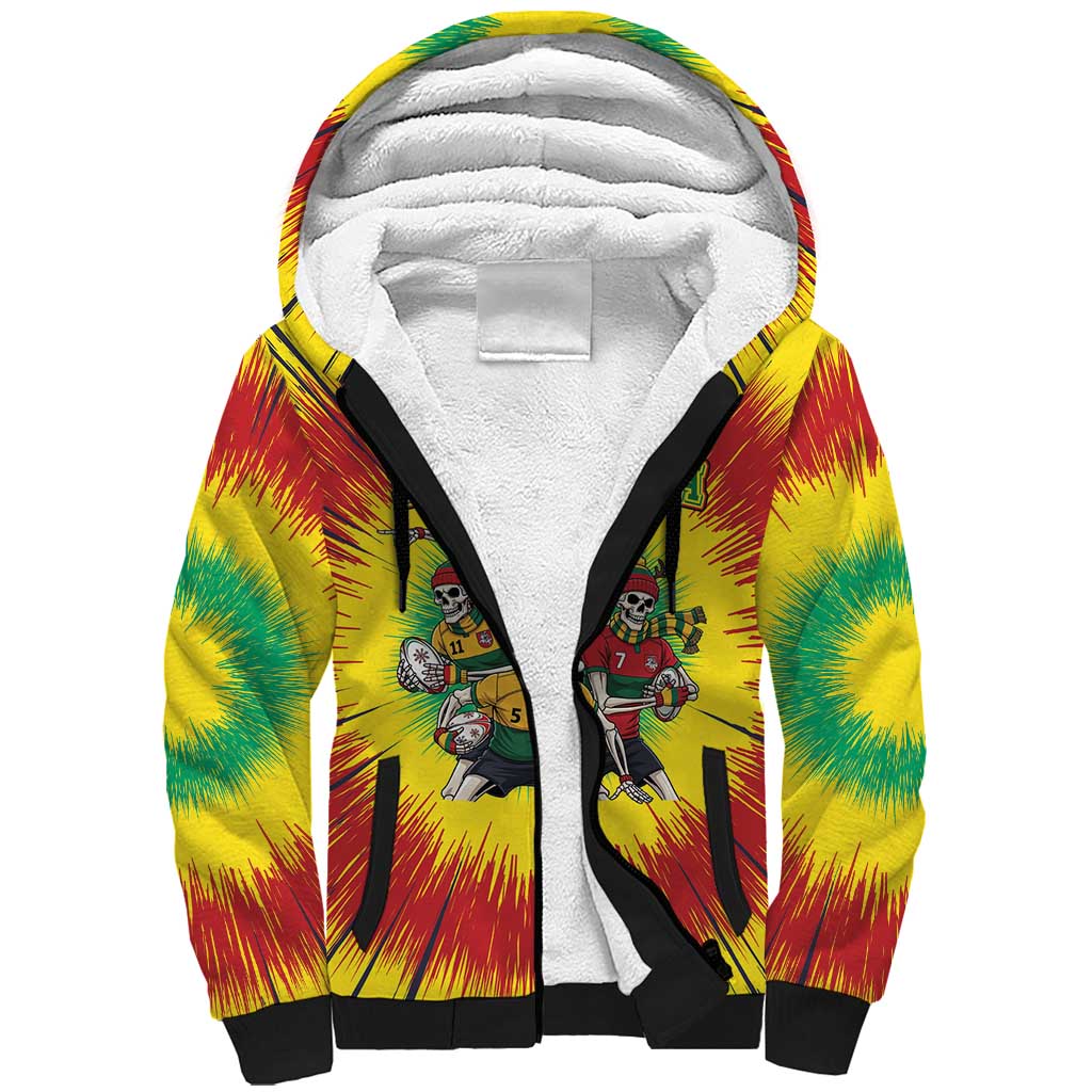 Personalized Lithuania Christmas Sherpa Hoodie Skeleton Rugby Tie Dye Vintage - Wonder Print Shop