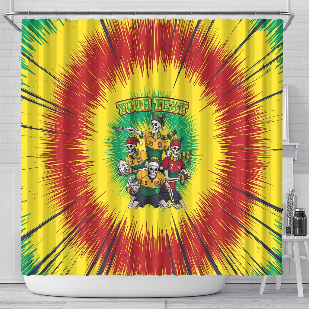 Personalized Lithuania Christmas Shower Curtain Skeleton Rugby Tie Dye Vintage - Wonder Print Shop