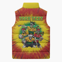 Personalized Lithuania Christmas Sleeveless Puffer Jacket Skeleton Rugby Tie Dye Vintage - Wonder Print Shop