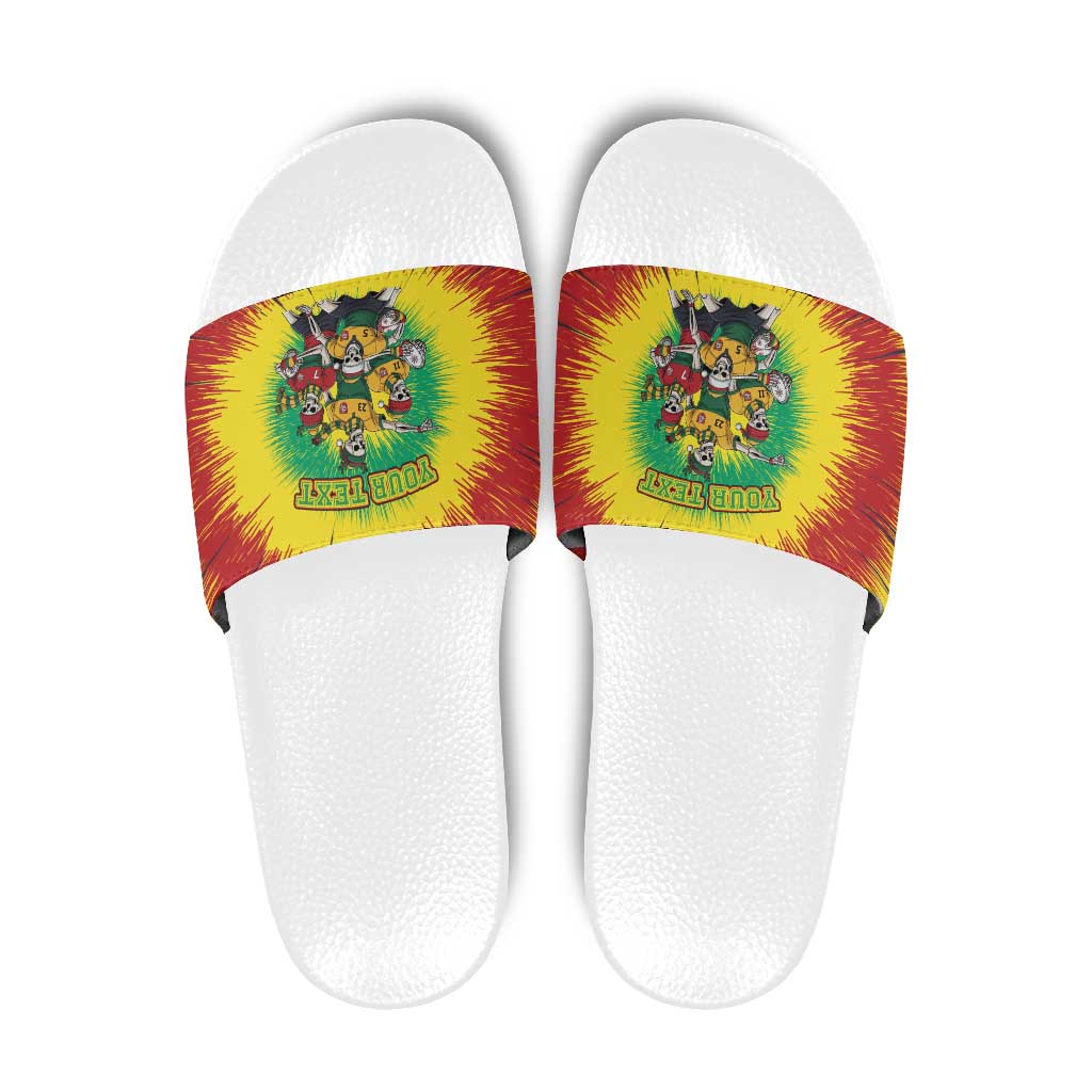 Personalized Lithuania Christmas Slide Sandals Skeleton Rugby Tie Dye Vintage - Wonder Print Shop