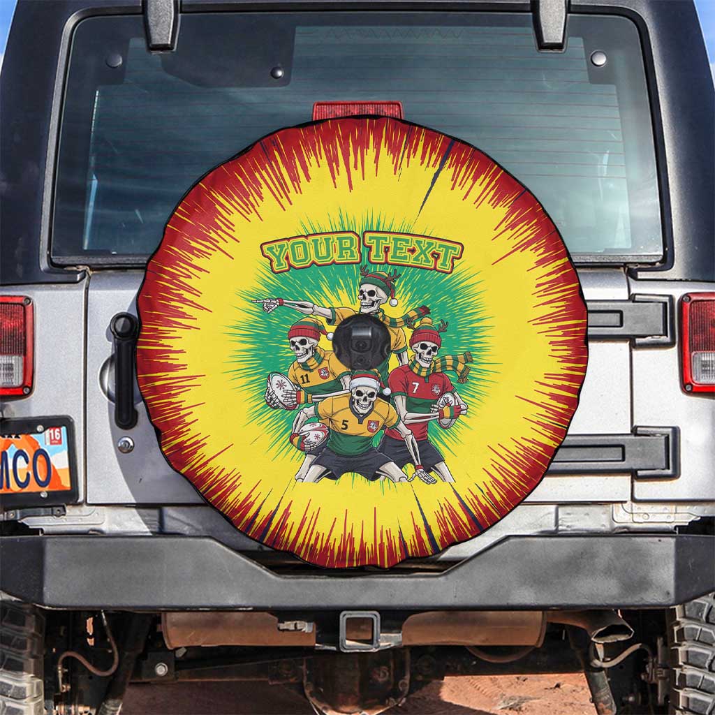 Personalized Lithuania Christmas Spare Tire Cover Skeleton Rugby Tie Dye Vintage - Wonder Print Shop
