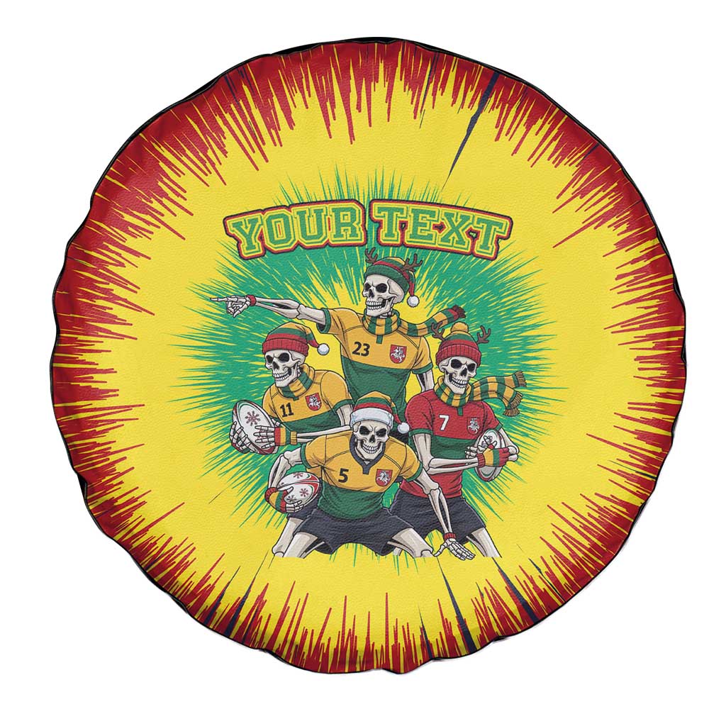 Personalized Lithuania Christmas Spare Tire Cover Skeleton Rugby Tie Dye Vintage - Wonder Print Shop