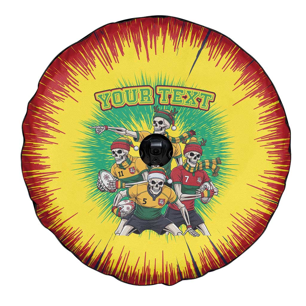 Personalized Lithuania Christmas Spare Tire Cover Skeleton Rugby Tie Dye Vintage - Wonder Print Shop