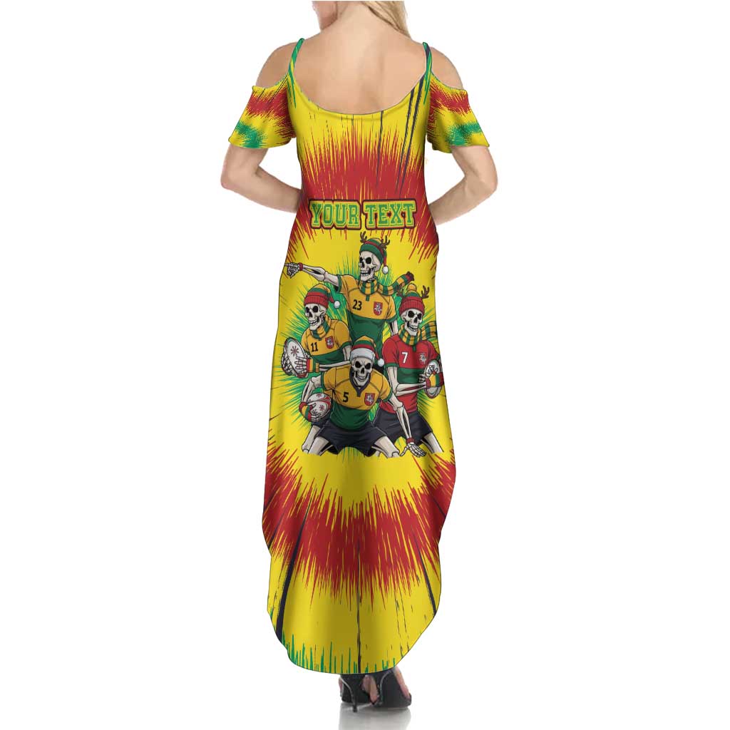Personalized Lithuania Christmas Summer Maxi Dress Skeleton Rugby Tie Dye Vintage - Wonder Print Shop