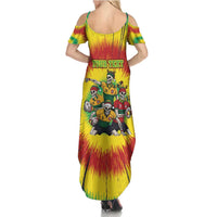 Personalized Lithuania Christmas Summer Maxi Dress Skeleton Rugby Tie Dye Vintage - Wonder Print Shop