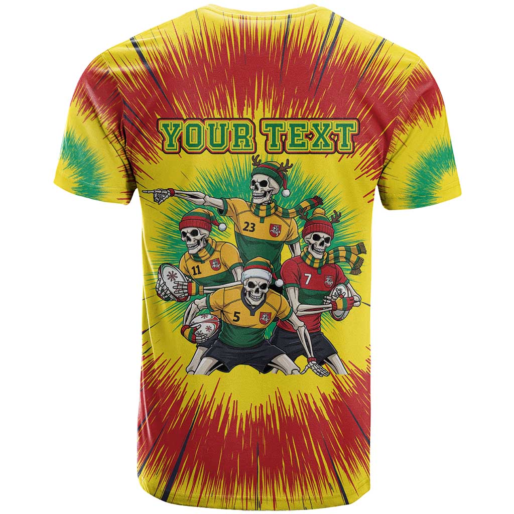 Personalized Lithuania Christmas T Shirt Skeleton Rugby Tie Dye Vintage - Wonder Print Shop